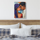 Abstract paarportret - liefde in kunstzinnige vorm canvas afdruk (Insitu (Slaapkamer))