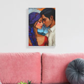 Abstract paarportret - liefde in kunstzinnige vorm canvas afdruk (Insitu (Woonkamer))