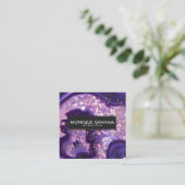 Abstract Paars agate Geode Stone Gold Splatter Vierkante Visitekaartje (Staand voorkant)