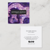 Abstract Paars agate Geode Stone Gold Splatter Vierkante Visitekaartje (Voorkant / Achterkant)