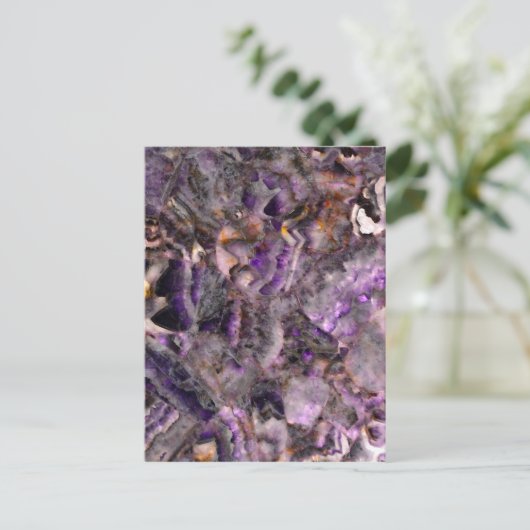 Abstract paars amethyst kwarts marmer graniet briefkaart (Staand voorkant)