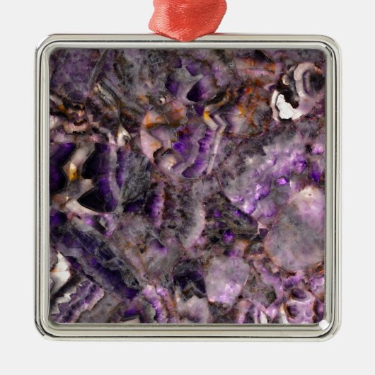 Abstract paars amethyst kwarts marmer graniet metalen ornament (Voorkant)
