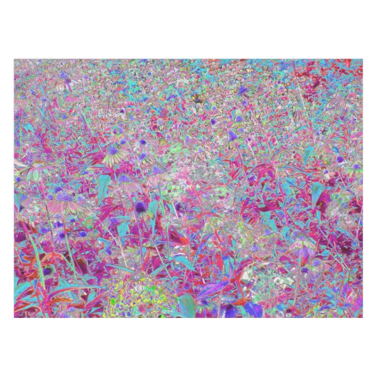 Abstract Paars Aqua en Roze Coneflower Garden Tafelkleed (Voorkant (Horizontaal))