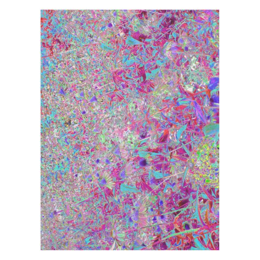 Abstract Paars Aqua en Roze Coneflower Garden Tafelkleed (Voorkant)