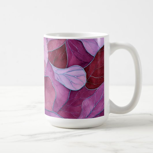 Abstract Paars Blad Patroon Koffiemok (Rechts)