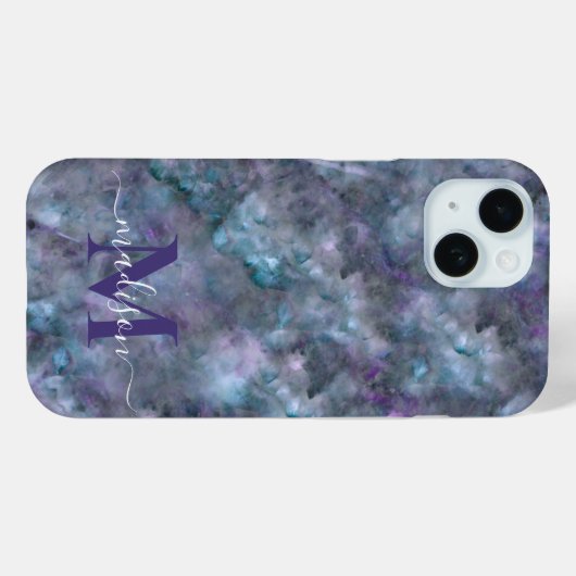 Abstract paars blauw blauwgroen kwarts marmer gran Case-Mate iPhone case (Achterkant (horizontaal))