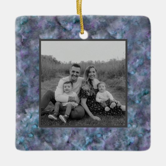 Abstract paars blauw blauwgroen kwarts marmer gran keramisch ornament (Voorkant)