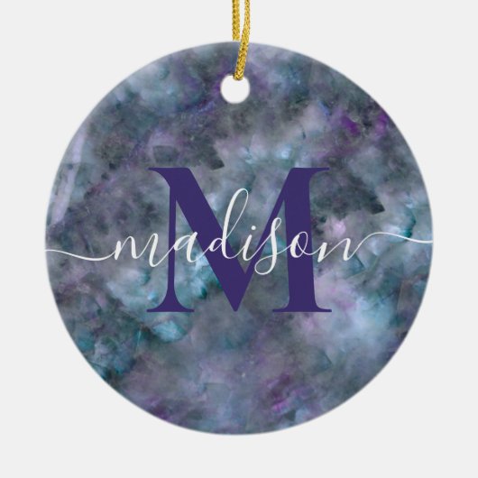 Abstract paars blauw blauwgroen kwarts marmer gran keramisch ornament (Voorkant)