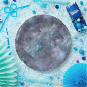 Abstract paars blauw blauwgroen kwarts marmer gran papieren bordje (Feest)