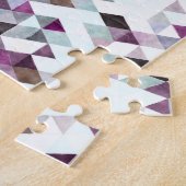 Abstract Paars Blauwgroen diamant quilt patroon Pu Legpuzzel (Zijkant)