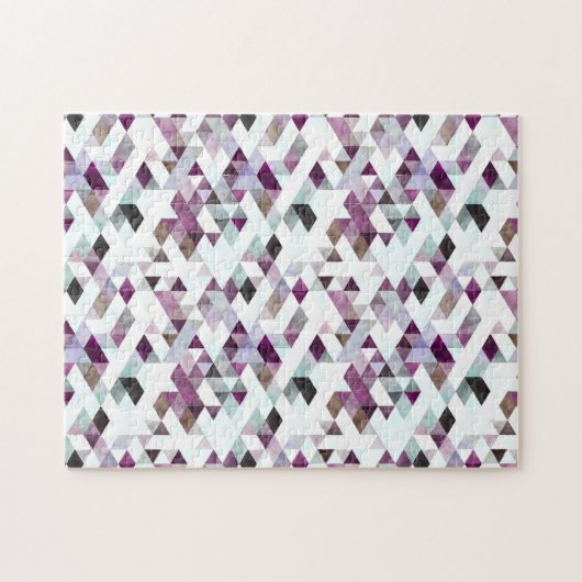 Abstract Paars Blauwgroen diamant quilt patroon Pu Legpuzzel (Horizontaal)