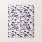 Abstract Paars Blauwgroen diamant quilt patroon Pu Legpuzzel (Verticaal)