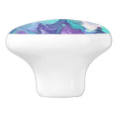Abstract Paars, Blauwgroen en Turquoise Keramische Knop (Zijkant)