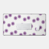 Abstract paars bloemenpatroon op wit bureaumat (Keyboard & Muis)