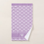 Abstract paars bloempatroon met monogram initiaal bad handdoek (Handdoek)