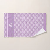Abstract paars bloempatroon met monogram initiaal bad handdoek (Handdoek)