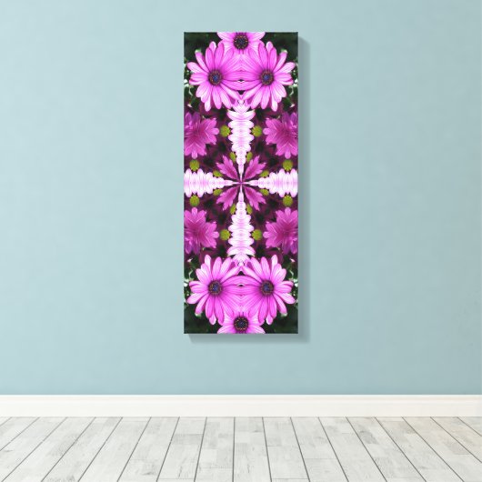 Abstract Paars Daisy Flowers Patroon Canvas Afdruk (Insitu (Houten vloer))