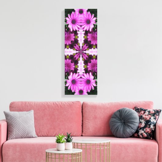 Abstract Paars Daisy Flowers Patroon Canvas Afdruk (Insitu (Woonkamer))