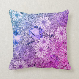 Abstract Paars en blauw Floral Pillow Kussen