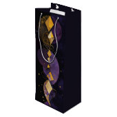 Abstract Paars en goud Wijn Cadeautas (Achterkant Gekanteld)