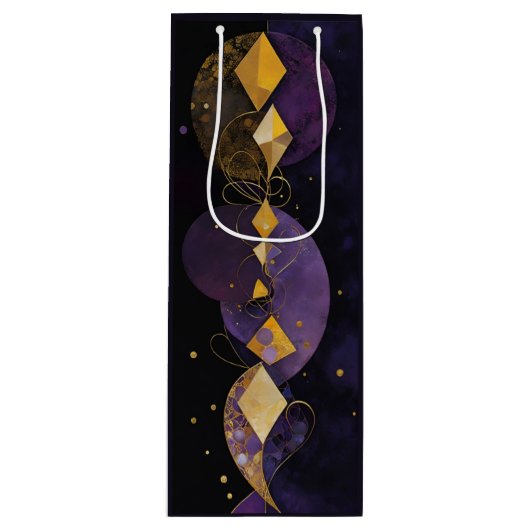 Abstract Paars en goud Wijn Cadeautas (Voorkant)