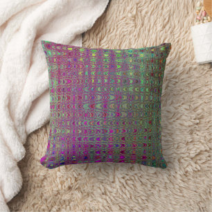Abstract paars en groen retro boemerang golven kussen
