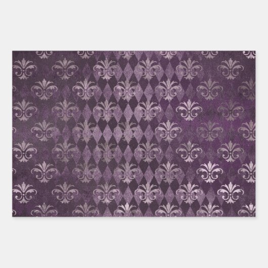 Abstract Paars Floral Exotic Glamour Formal Inpakpapier Vel (Voorkant 3)