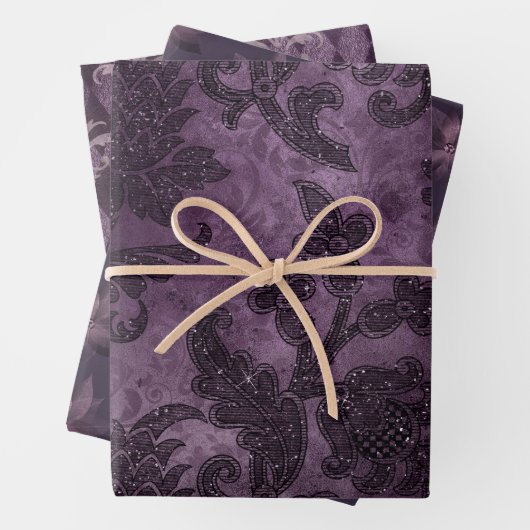 Abstract Paars Floral Exotic Glamour Formal Inpakpapier Vel (In situ)