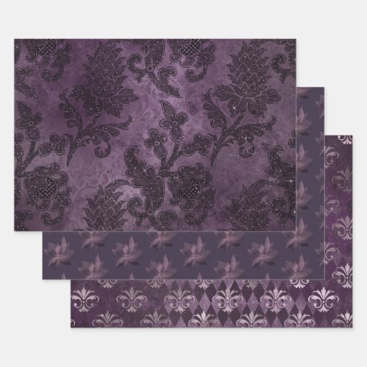 Abstract Paars Floral Exotic Glamour Formal Inpakpapier Vel (Set)