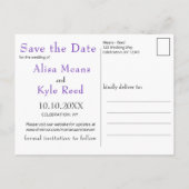 Abstract Paars Fuchsia Goud Save the Date Aankondigingskaart (Achterkant)