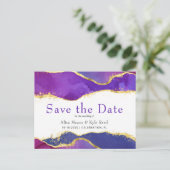 Abstract Paars Fuchsia Goud Save the Date Aankondigingskaart (Staand voorkant)