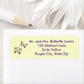 Abstract Paars geel Butterflies Adresetiket Etiket (Insitu)