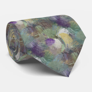Abstract Paars Geel Groen Teal Blauw Kunst Stropdas
