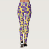 Abstract Paars geel patroon met halve cirkels Leggings (Achterkant)