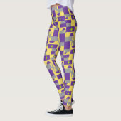 Abstract Paars geel patroon met halve cirkels Leggings (Links)