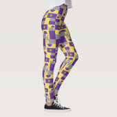 Abstract Paars geel patroon met halve cirkels Leggings (Rechts)