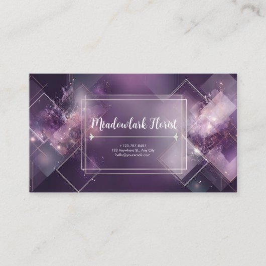 Abstract Paars Geometrisch Gouden Glitters Visitekaartje (Voorkant)