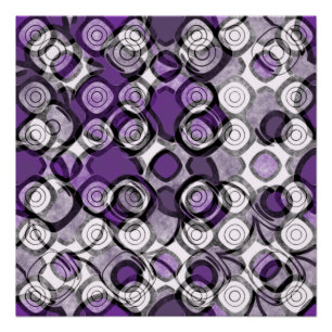 Abstract paars, grijs en zwart cirkelpatroon perfect poster