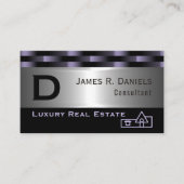 Abstract Paars Luxury Silver Metallic Art Patroon Visitekaartje (Voorkant)