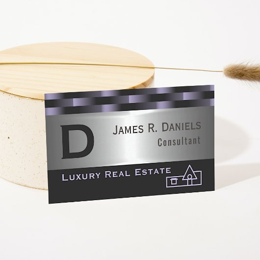 Abstract Paars Luxury Silver Metallic Art Patroon Visitekaartje