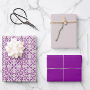 Abstract Paars Orchidee Bloem Ontwerp Patroon Kuns Inpakpapier Vel