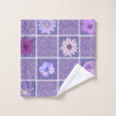 Abstract Paars patchwork Floral Quilting Squares Bad Handdoek (Wasdoekje)