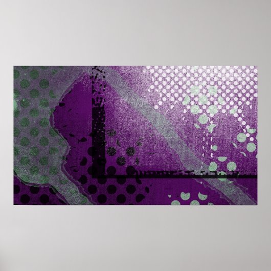 Abstract Paars Poster met metallisch grunge (Voorkant)