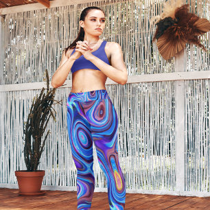 Abstract Paars roze blauw Sinaasappel Leggings