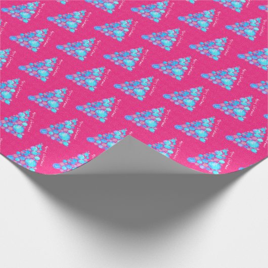 Abstract Paars roze  met prettig kerstfeest Cadeaupapier (Hoek)