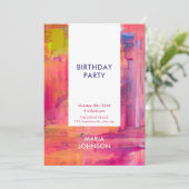 Abstract paars roze Verf  Kaart (Staand voorkant)