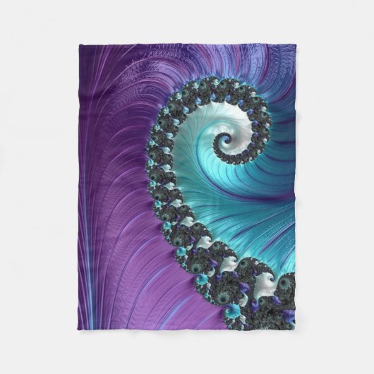 Abstract Paars Turquoise Gradient Spiral Fractal Fleece Deken (Voorkant)