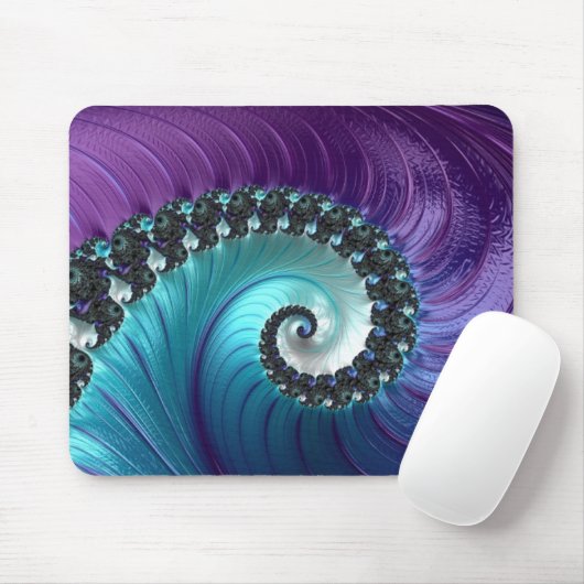 Abstract Paars Turquoise Gradient Spiral Fractal Muismat (Met muis)
