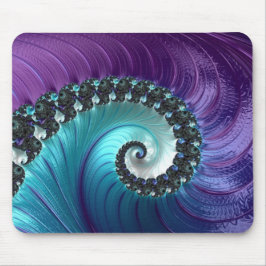 Abstract Paars Turquoise Gradient Spiral Fractal Muismat