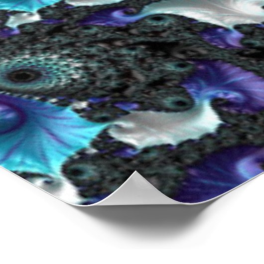 Abstract Paars Turquoise Gradient Spiral Fractal Poster (Hoek)